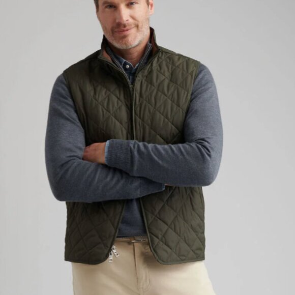 Peter Millar Quilted Essex Vest Dark Olive Extra Large - Picture 1 of 12